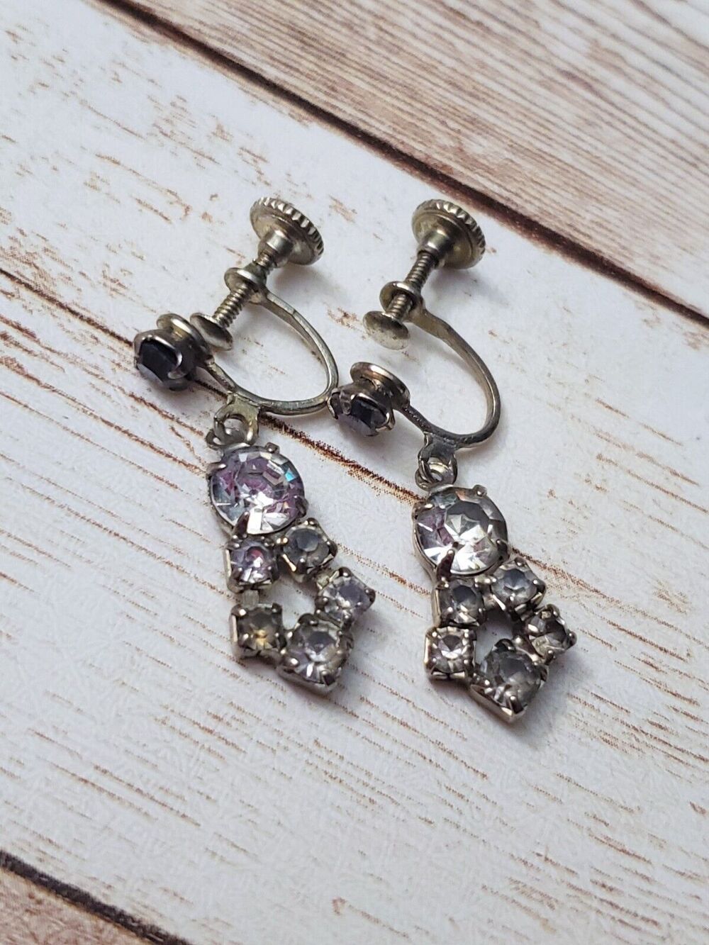 Vintage Screw On Earrings - 1 & 1/8" Dangle